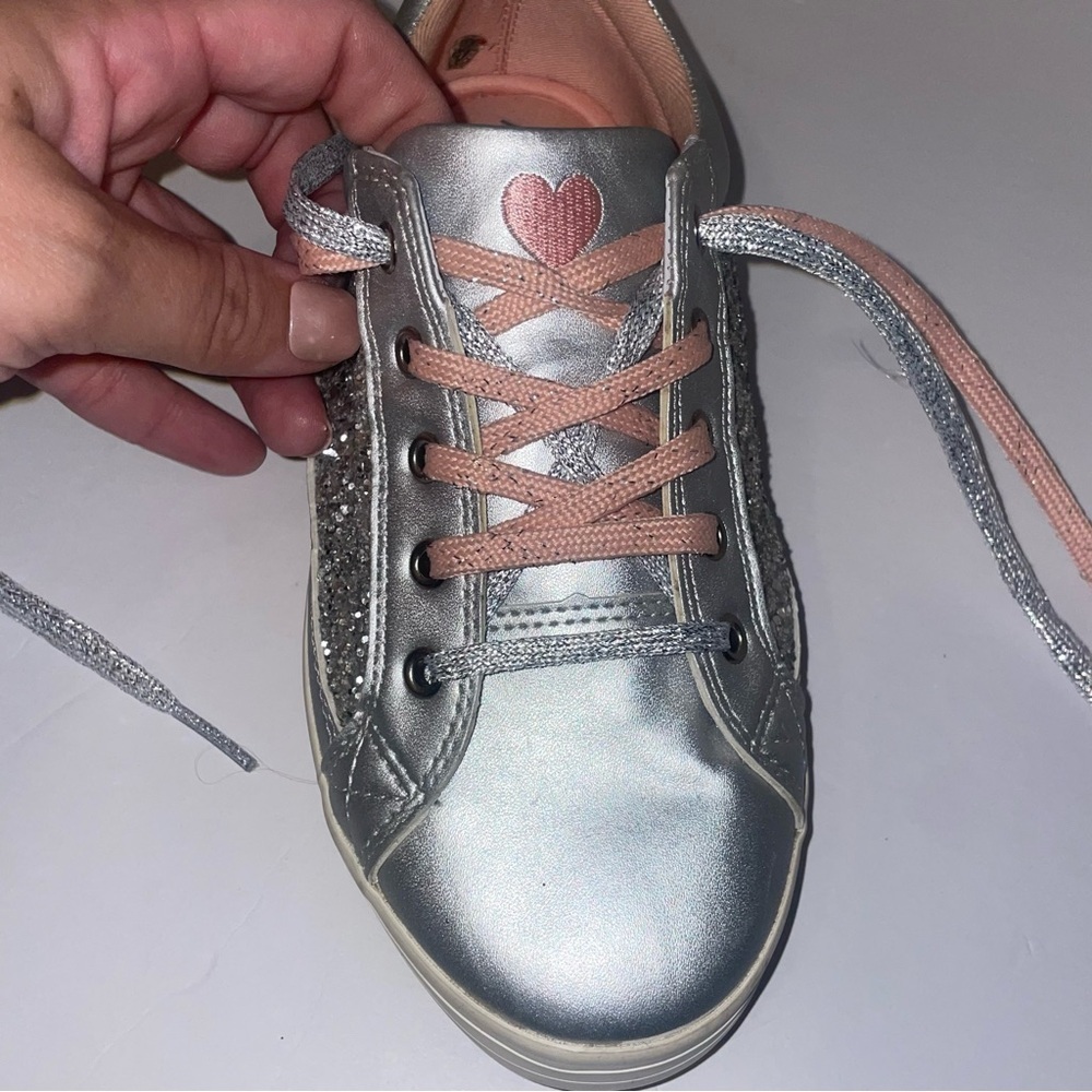 Hanna Anderson Elvira Pink and Silver Glitter Sneakers Size 2 EUC - Picture 7 of 7